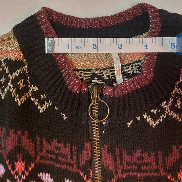 Women's Small Free People Cozy Cottage Half Zip Balloon Sleeve Boho Pullover - Picture 7 of 11